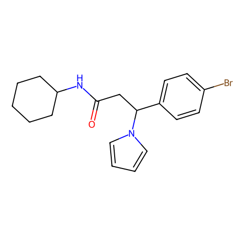 3-(4-bromophenyl)-N-cyclohexyl-3-(1H-pyrrol-1-yl)propanamide structure