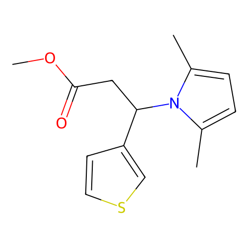 methyl 3-(2,5-dimethyl-1H-pyrrol-1-yl)-3-(3-thienyl)propanoate structure