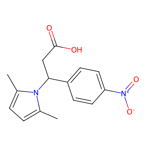 3-(2,5-dimethyl-1H-pyrrol-1-yl)-3-(4-nitrophenyl)propanoic acid structure