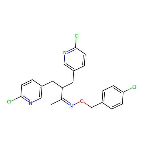 N-[(4-chlorophenyl)methoxy]-4-(6-chloropyridin-3-yl)-3-[(6-chloropyridin-3-yl)methyl]butan-2-imine structure