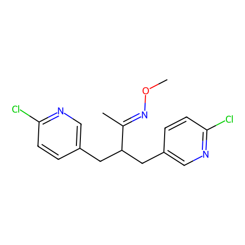 4-(6-chloro-3-pyridinyl)-3-[(6-chloro-3-pyridinyl)methyl]-N-methoxybutan-2-imine structure