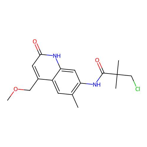 3-chloro-N-[4-(methoxymethyl)-6-methyl-2-oxo-1,2-dihydro-7-quinolinyl]-2,2-dimethylpropanamide structure