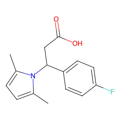 3-(2,5-dimethyl-1H-pyrrol-1-yl)-3-(4-fluorophenyl)propanoic acid structure