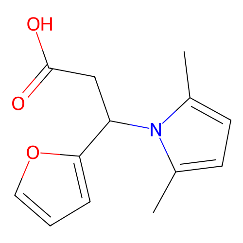 3-(2,5-dimethyl-1H-pyrrol-1-yl)-3-(2-furyl)propanoic acid structure