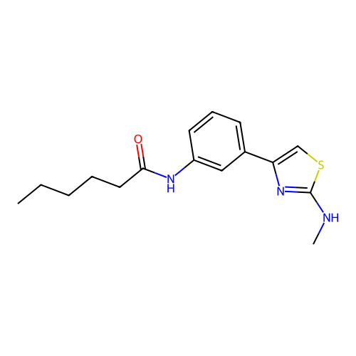 N-{3-[2-(methylamino)-1,3-thiazol-4-yl]phenyl}hexanamide structure