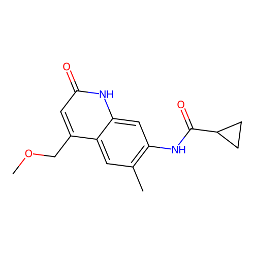 N-[4-(methoxymethyl)-6-methyl-2-oxo-1H-quinolin-7-yl]cyclopropanecarboxamide structure