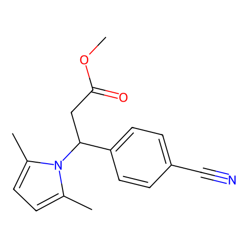 methyl 3-(4-cyanophenyl)-3-(2,5-dimethyl-1H-pyrrol-1-yl)propanoate structure