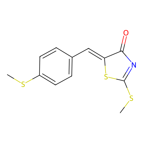 2-Methylsulfanyl-5-[(4-methylsulfanylphenyl)methylidene]-1,3-thiazol-4-one structure