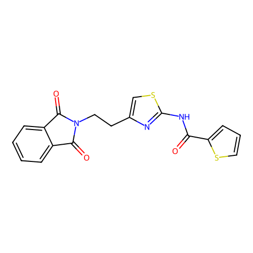 N-[4-[2-(1,3-dioxoisoindol-2-yl)ethyl]-1,3-thiazol-2-yl]thiophene-2-carboxamide structure