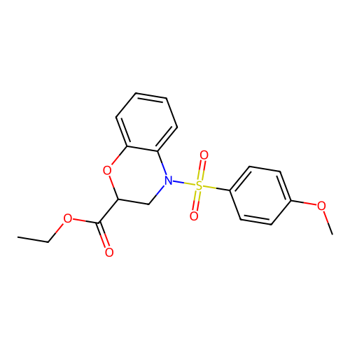 ethyl 4-[(4-methoxyphenyl)sulfonyl]-3,4-dihydro-2H-1,4-benzoxazine-2-carboxylate structure