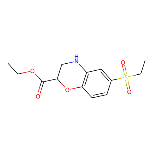ethyl 6-(ethylsulfonyl)-3,4-dihydro-2H-1,4-benzoxazine-2-carboxylate structure