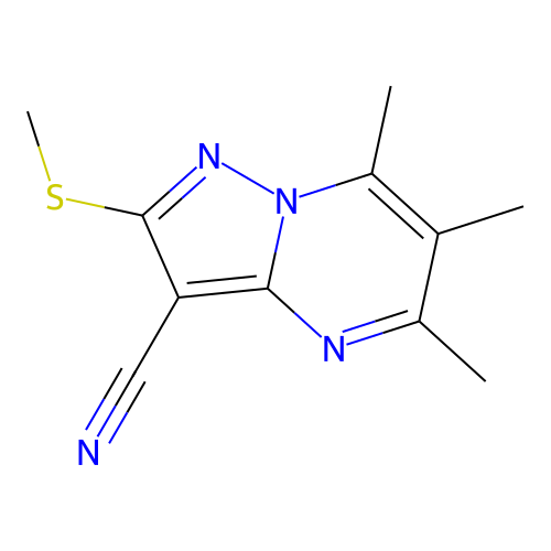 5,6,7-Trimethyl-2-(methylsulfanyl)pyrazolo[1,5-a]pyrimidine-3-carbonitrile structure