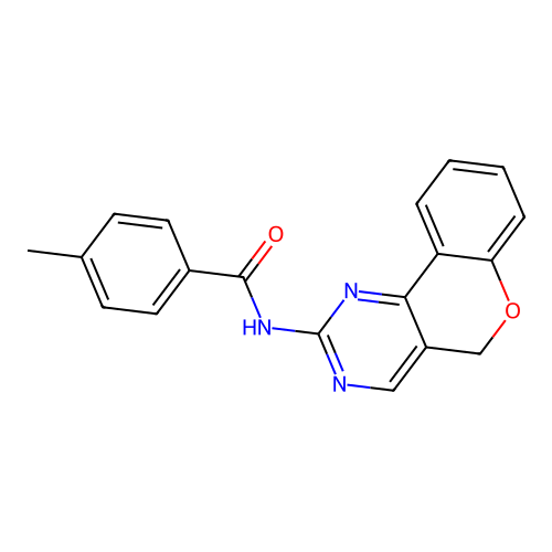 N-(5H-chromeno[4,3-d]pyrimidin-2-yl)-4-methylbenzenecarboxamide structure