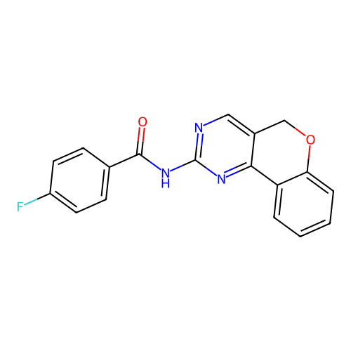 N-(5H-chromeno[4,3-d]pyrimidin-2-yl)-4-fluorobenzenecarboxamide structure