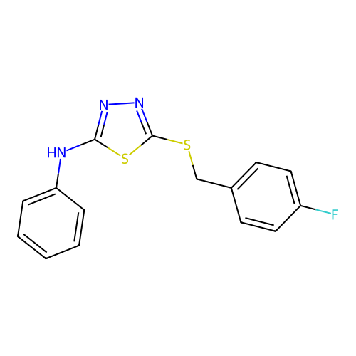 N-{5-[(4-fluorobenzyl)sulfanyl]-1,3,4-thiadiazol-2-yl}-N-phenylamine structure