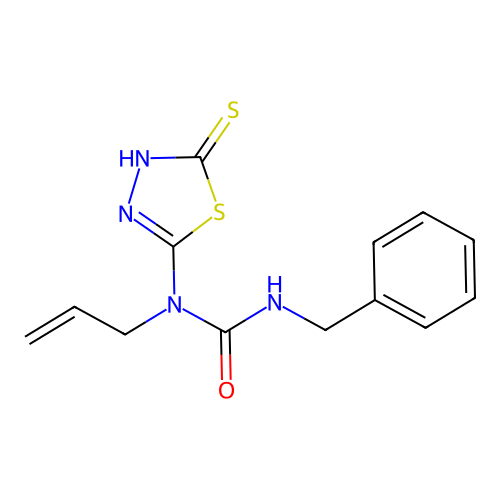 N-allyl-N'-benzyl-N-(5-thioxo-4,5-dihydro-1,3,4-thiadiazol-2-yl)urea structure