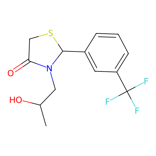 3-(2-Hydroxypropyl)-2-[3-(trifluoromethyl)phenyl]-1,3-thiazolan-4-one structure