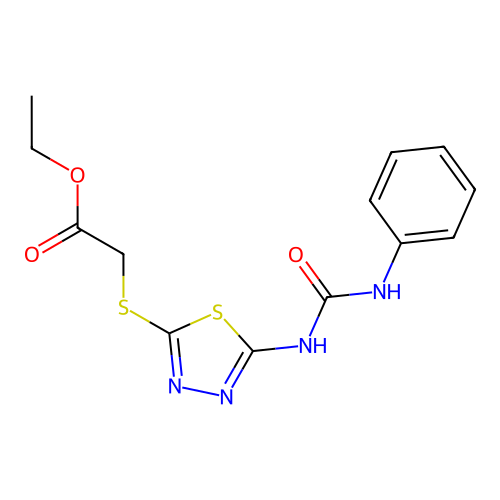 Ethyl 2-({5-[(anilinocarbonyl)amino]-1,3,4-thiadiazol-2-yl}sulfanyl)acetate structure