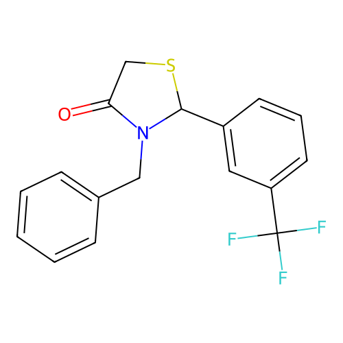 3-Benzyl-2-[3-(trifluoromethyl)phenyl]-1,3-thiazolidin-4-one structure