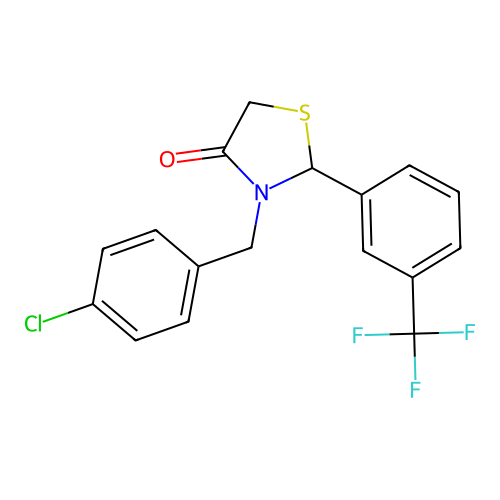 3-[(4-Chlorophenyl)methyl]-2-[3-(trifluoromethyl)phenyl]-1,3-thiazolidin-4-one structure