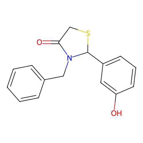 3-Benzyl-2-(3-hydroxyphenyl)-1,3-thiazolidin-4-one structure