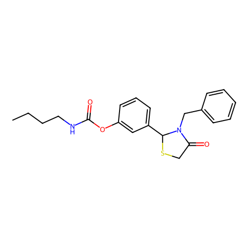 3-(3-benzyl-4-oxo-1,3-thiazolan-2-yl)phenyl N-butylcarbamate structure