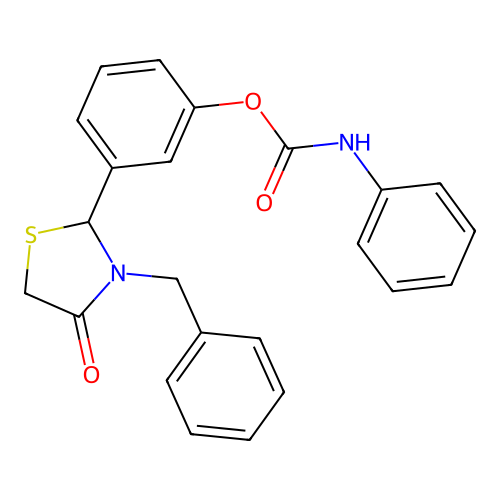 3-(3-benzyl-4-oxo-1,3-thiazolan-2-yl)phenyl N-phenylcarbamate structure