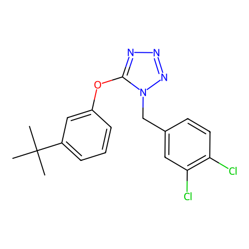 3-(tert-butyl)phenyl 1-(3,4-dichlorobenzyl)-1H-1,2,3,4-tetraazol-5-yl ether structure