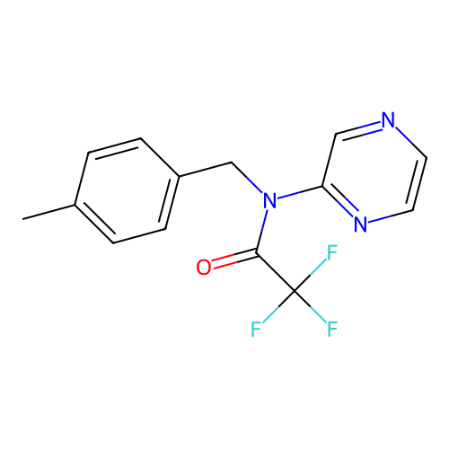 2,2,2-trifluoro-N-(4-methylbenzyl)-N-(2-pyrazinyl)acetamide structure