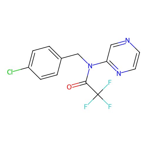 N-(4-chlorobenzyl)-2,2,2-trifluoro-N-(2-pyrazinyl)acetamide structure