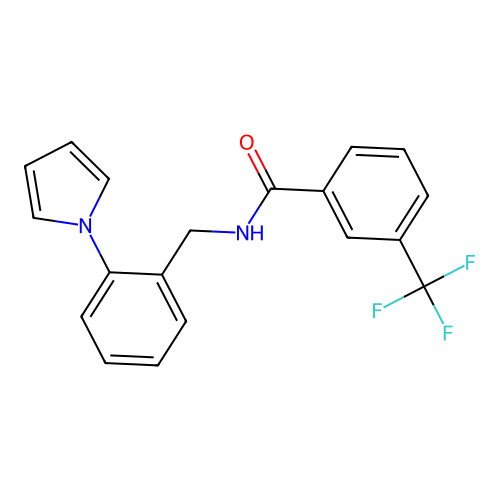 N-[(2-pyrrol-1-ylphenyl)methyl]-3-(trifluoromethyl)benzamide structure