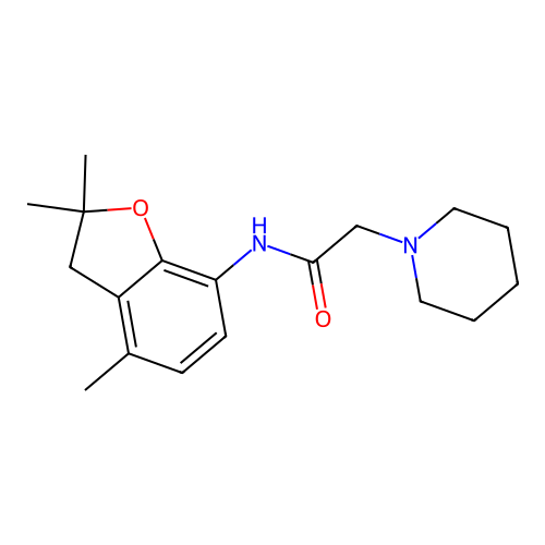 2-piperidino-N-(2,2,4-trimethyl-2,3-dihydro-1-benzofuran-7-yl)acetamide structure