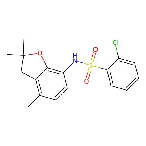 2-chloro-N-(2,2,4-trimethyl-2,3-dihydro-1-benzofuran-7-yl)benzenesulfonamide structure