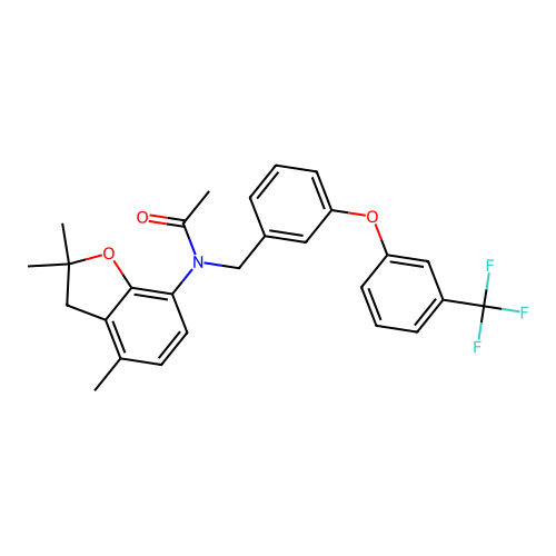 N-{3-[3-(trifluoromethyl)phenoxy]benzyl}-N-(2,2,4-trimethyl-2,3-dihydro-1-benzofuran-7-yl)acetamide structure