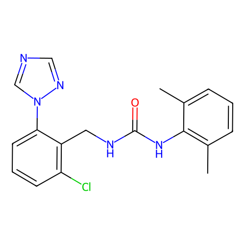 N-[2-chloro-6-(1H-1,2,4-triazol-1-yl)benzyl]-N'-(2,6-dimethylphenyl)urea structure