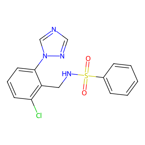 N-[2-chloro-6-(1H-1,2,4-triazol-1-yl)benzyl]benzenesulfonamide structure
