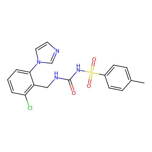3-{[2-chloro-6-(1H-imidazol-1-yl)phenyl]methyl}-1-(4-methylbenzenesulfonyl)urea structure