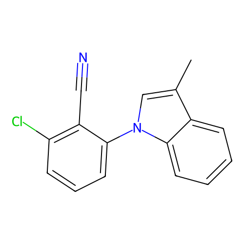 2-chloro-6-(3-methyl-1H-indol-1-yl)benzenecarbonitrile structure