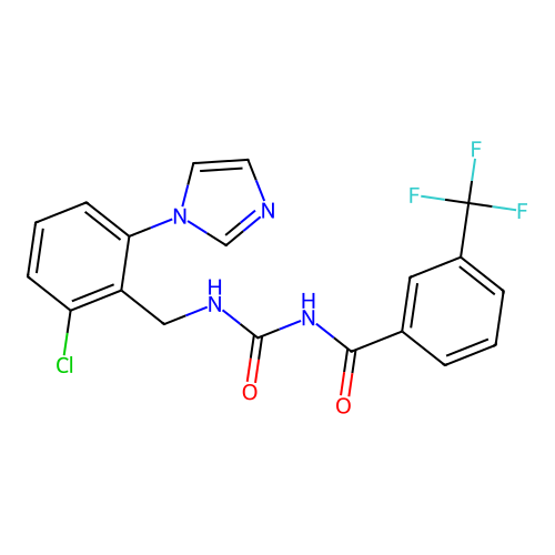 N-[2-chloro-6-(1H-imidazol-1-yl)benzyl]-N'-[3-(trifluoromethyl)benzoyl]urea structure