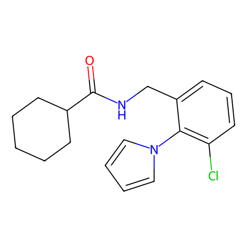 N-[3-chloro-2-(1H-pyrrol-1-yl)benzyl]cyclohexanecarboxamide structure