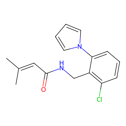 N-[2-chloro-6-(1H-pyrrol-1-yl)benzyl]-3-methyl-2-butenamide structure