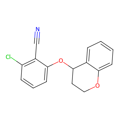 2-chloro-6-(3,4-dihydro-2H-chromen-4-yloxy)benzenecarbonitrile structure