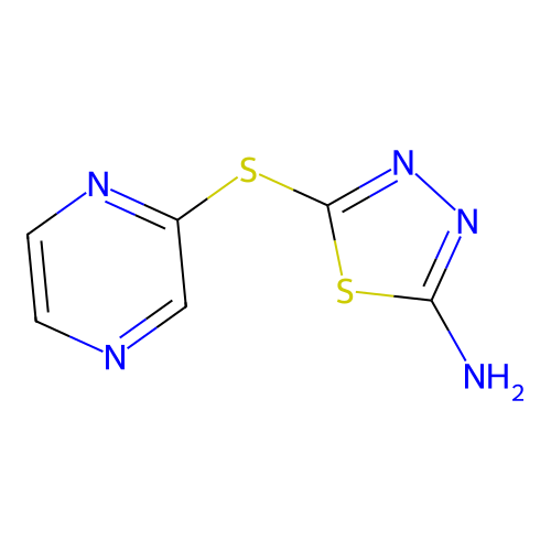 5-(2-Pyrazinylsulfanyl)-1,3,4-thiadiazol-2-ylamine structure