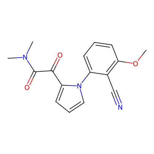 2-[1-(2-cyano-3-methoxyphenyl)-1H-pyrrol-2-yl]-N,N-dimethyl-2-oxoacetamide structure