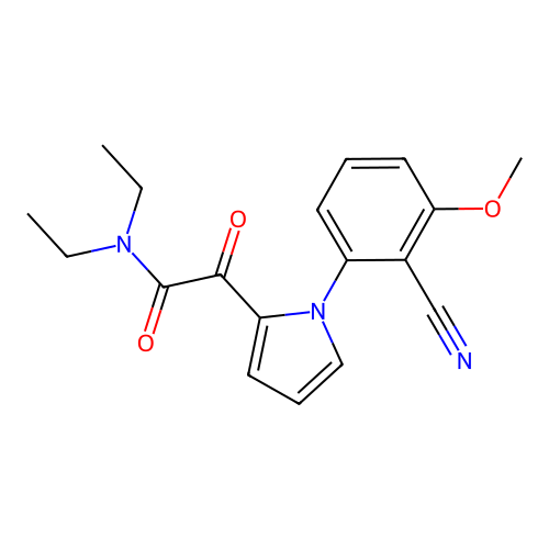 2-[1-(2-cyano-3-methoxyphenyl)-1H-pyrrol-2-yl]-N,N-diethyl-2-oxoacetamide structure