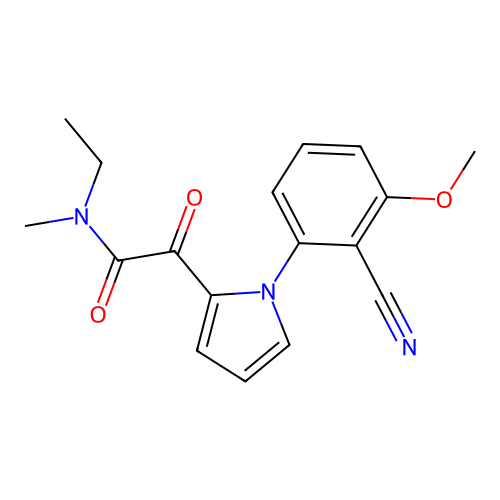 2-[1-(2-cyano-3-methoxyphenyl)-1H-pyrrol-2-yl]-N-ethyl-N-methyl-2-oxoacetamide structure