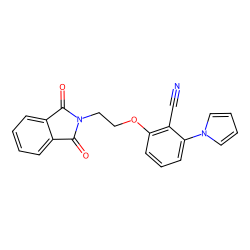 2-[2-(1,3-dioxoisoindol-2-yl)ethoxy]-6-pyrrol-1-ylbenzonitrile structure