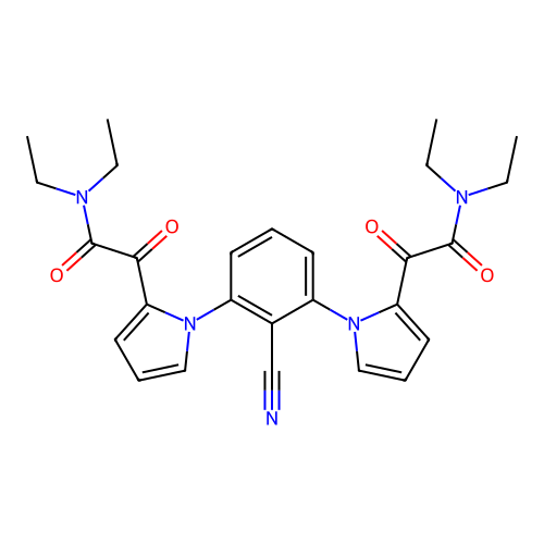 2-[1-(2-cyano-3-{2-[2-(diethylamino)-2-oxoacetyl]-1H-pyrrol-1-yl}phenyl)-1H-pyrrol-2-yl]-N,N-diethyl-2-oxoacetamide structure