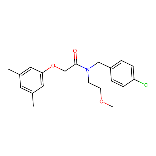 N-[(4-chlorophenyl)methyl]-2-(3,5-dimethylphenoxy)-N-(2-methoxyethyl)acetamide structure