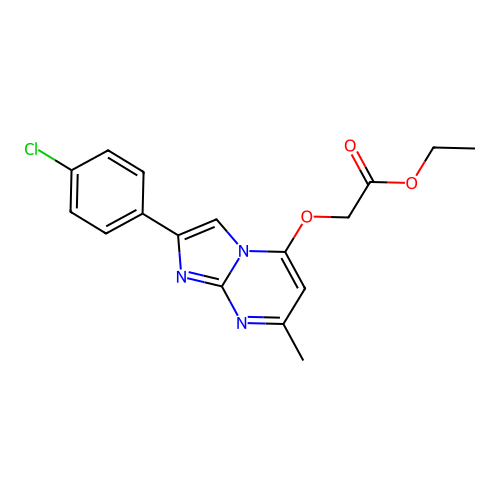 Ethyl 2-{[2-(4-chlorophenyl)-7-methylimidazo[1,2-a]pyrimidin-5-yl]oxy}acetate structure